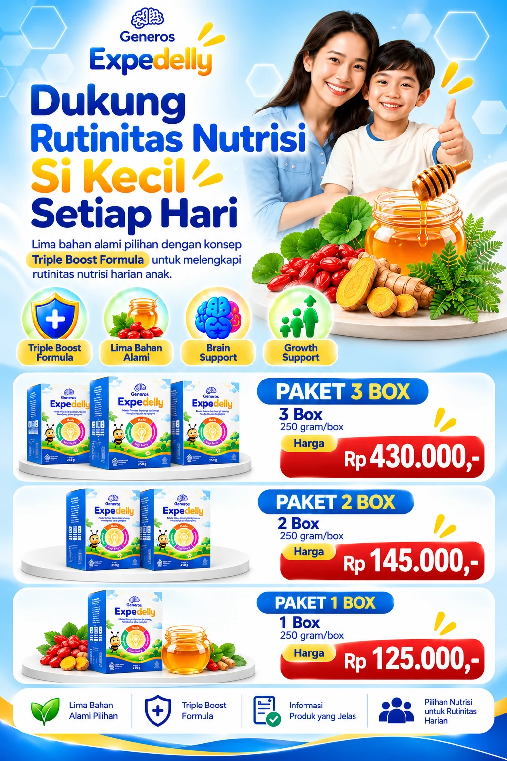 Informasi pilihan pengiriman dan pembayaran Generos Expedelly